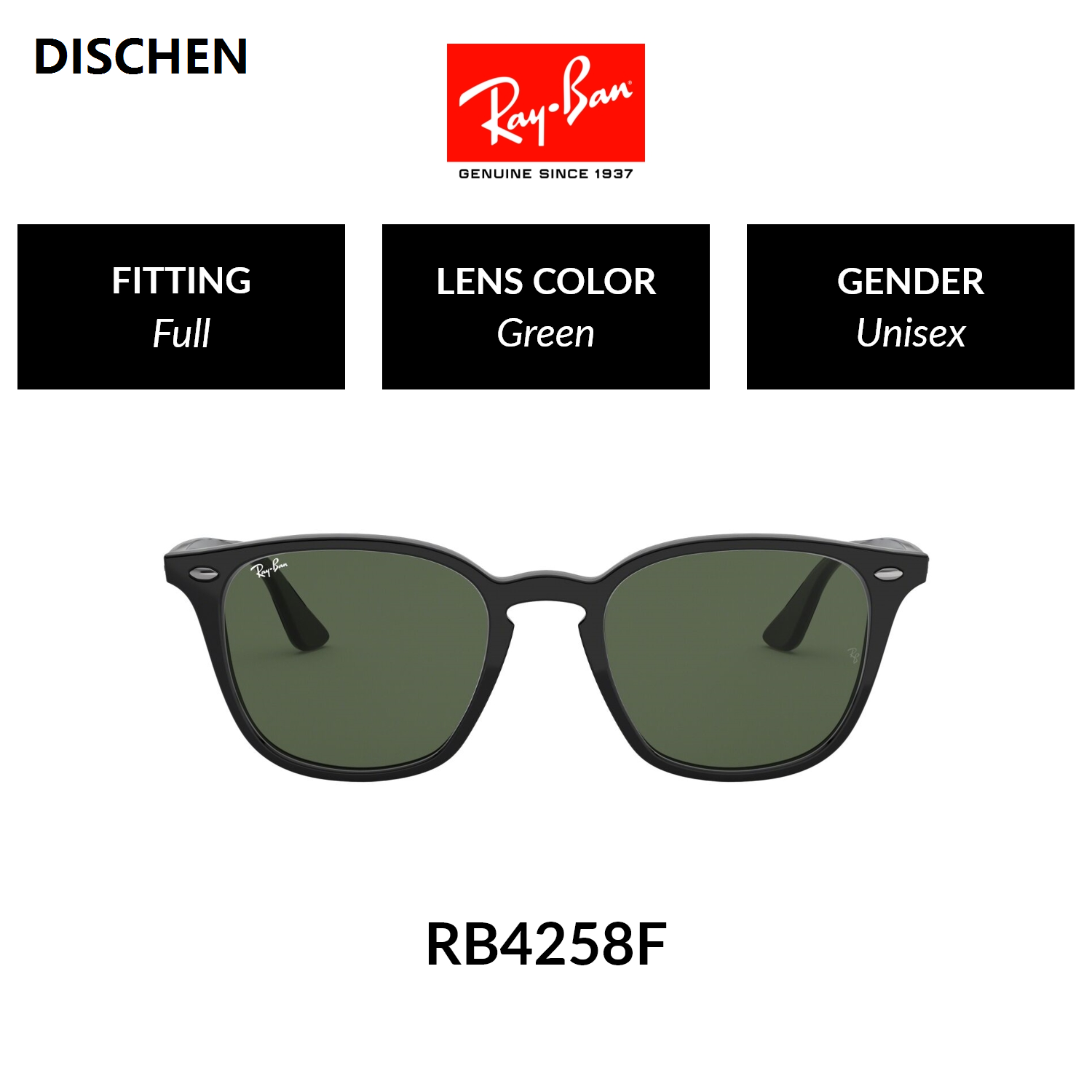 DISCHEN New style Ray Ban WAYFARER RB4258F 601/71 Unisex Full Fitting Sunglasses Size 52mm