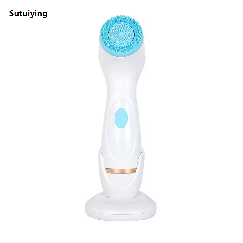 Sutuiying Electric Silicone Face Wash Portable Battery Powered Original 3-In-1 Waterproof Electric Soft Bristled Face Brush