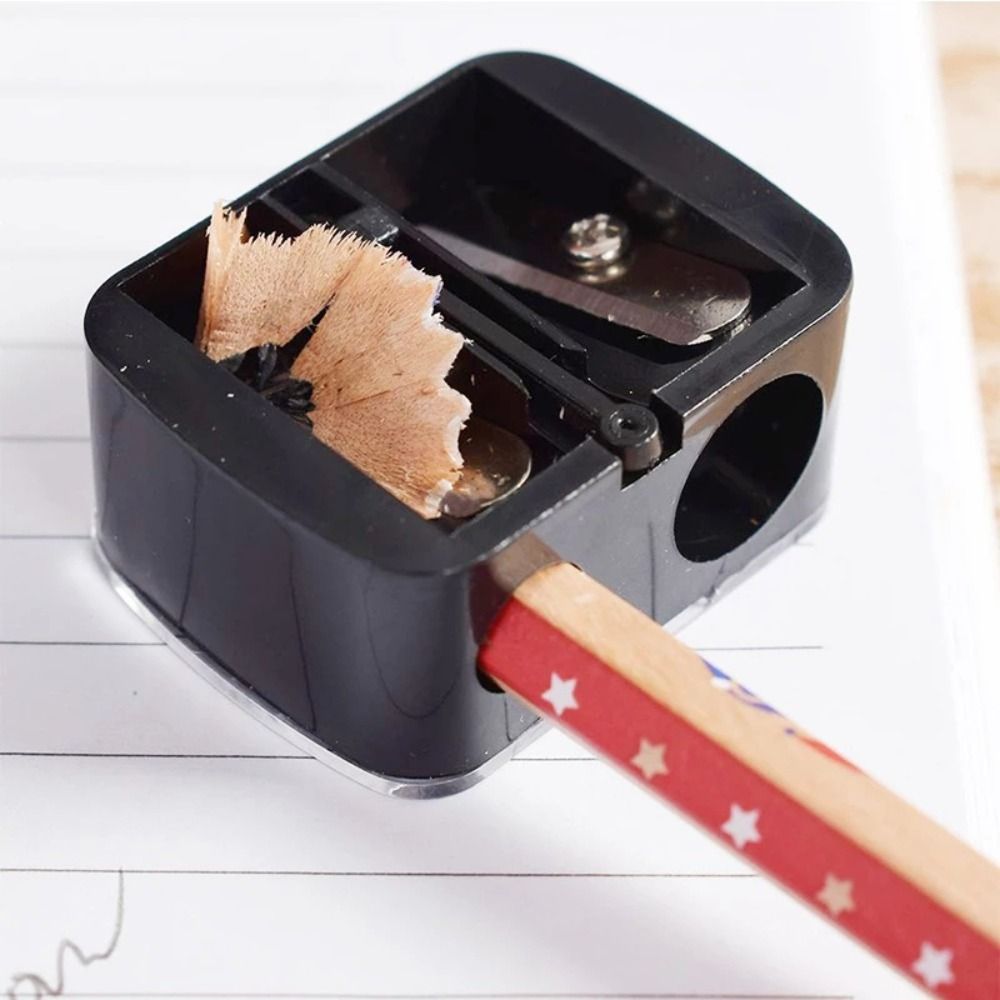 2Pcs Portable Mini Double Hole Pencil Sharpener Plastic Classical Eyebrow Pencil Sharpener 2-Size Makeup Pen Sharpening Tip Thin Tools Women