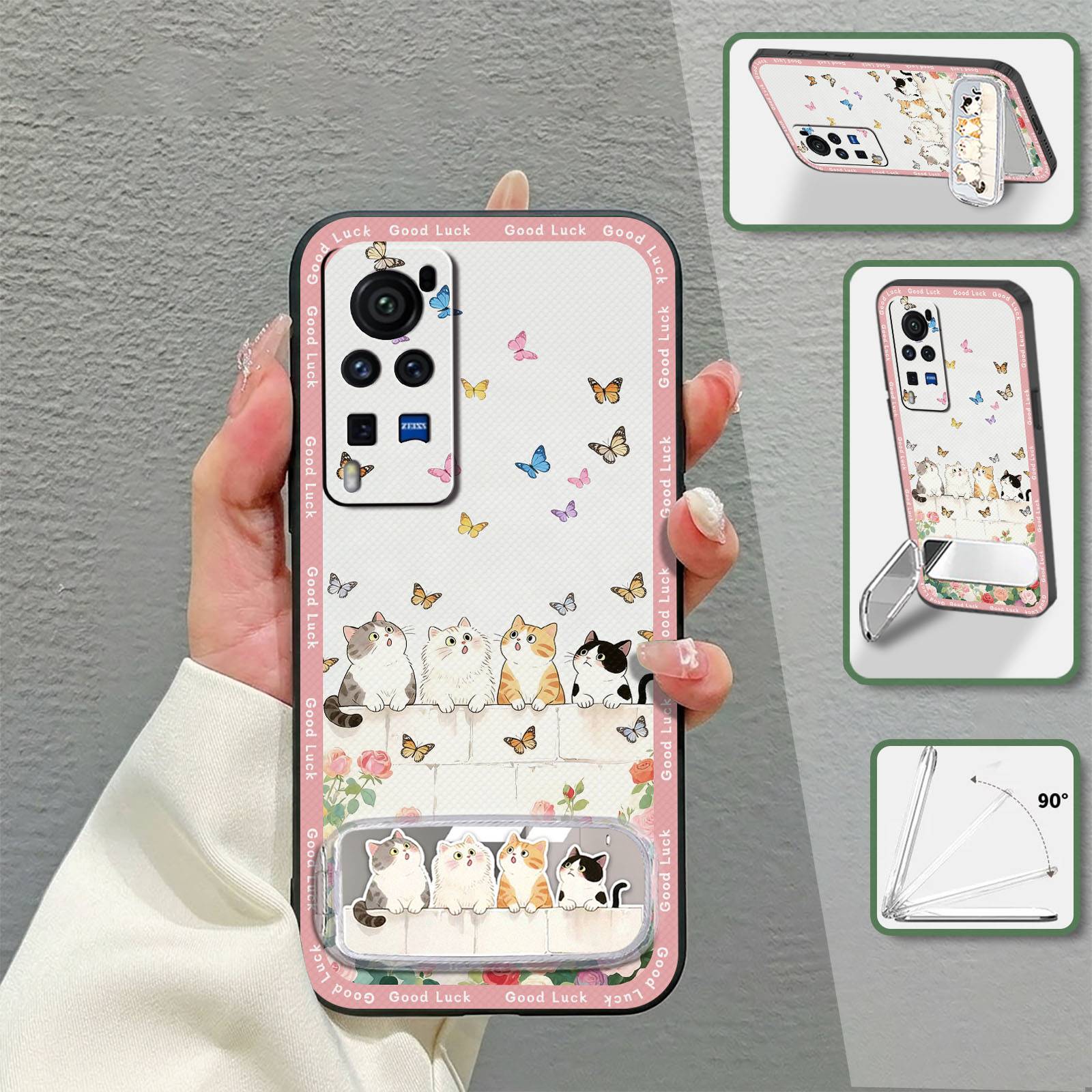 3D Full wrap Phone Case For VIVO IQOO Neo6/Neo6 SE/VIVO T2 Durable Soft case Makeup Mirror Cartoon Cloth Patch Cute TPU