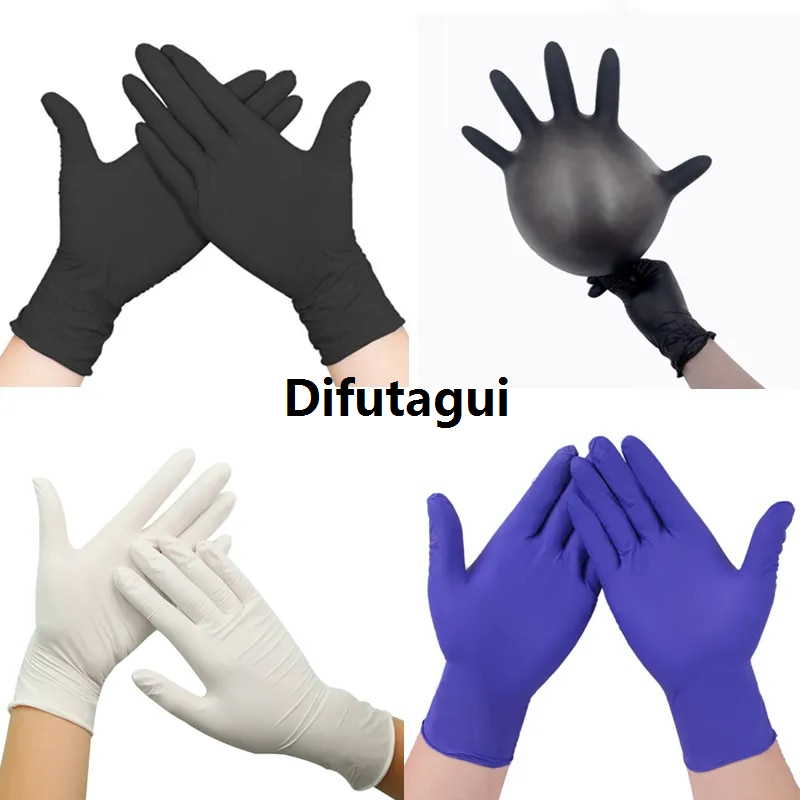 Difutagui New specials 50/100PCS Disposable Nitrile Latex Rubber Gloves Dishwashing/Kitchen/Work//Garden/Household Luxury Cleaning Gloves Black/Blue Gloves