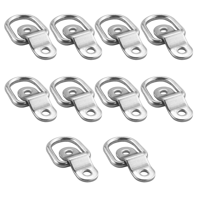 NAMUNY 10 Pack D Ring Tie Downs, 1/4Inch Heavy Duty Tie Down D- Rings Anchor Lashing Ring for Loads on Boats,Trailers Trucks RV