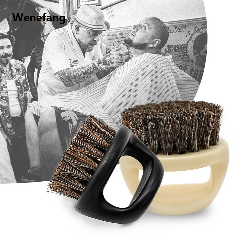 Wenefang Solid Wood 100% Boar Bristle Shaving Brush Beard Massage Comb Hair Brush Curved Wooden Beard Mustache Brushes Men Styling Tools