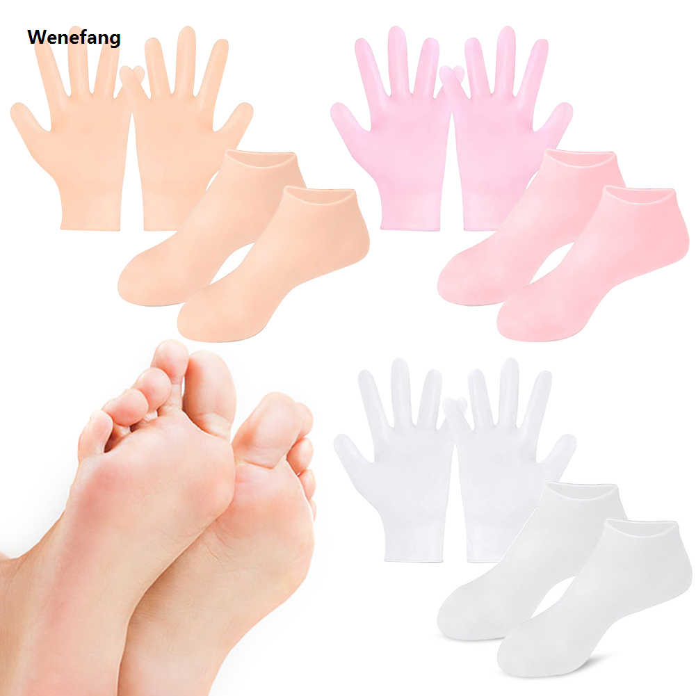 Wenefang Silicone Exfoliating Socks Gloves Anti Slip Foot Hand Spa Mask Pedicure Socks Moisturizing Gloves for Feet/Hand Care