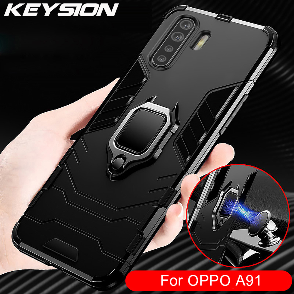 NEW KEYSION Shockproof Armor Case for OPPO A91 A31 F15 A5 A9 2020 Ring Stand Phone Cover for Realme X50 Pro Reno 2Z 2F Find X2 Neo