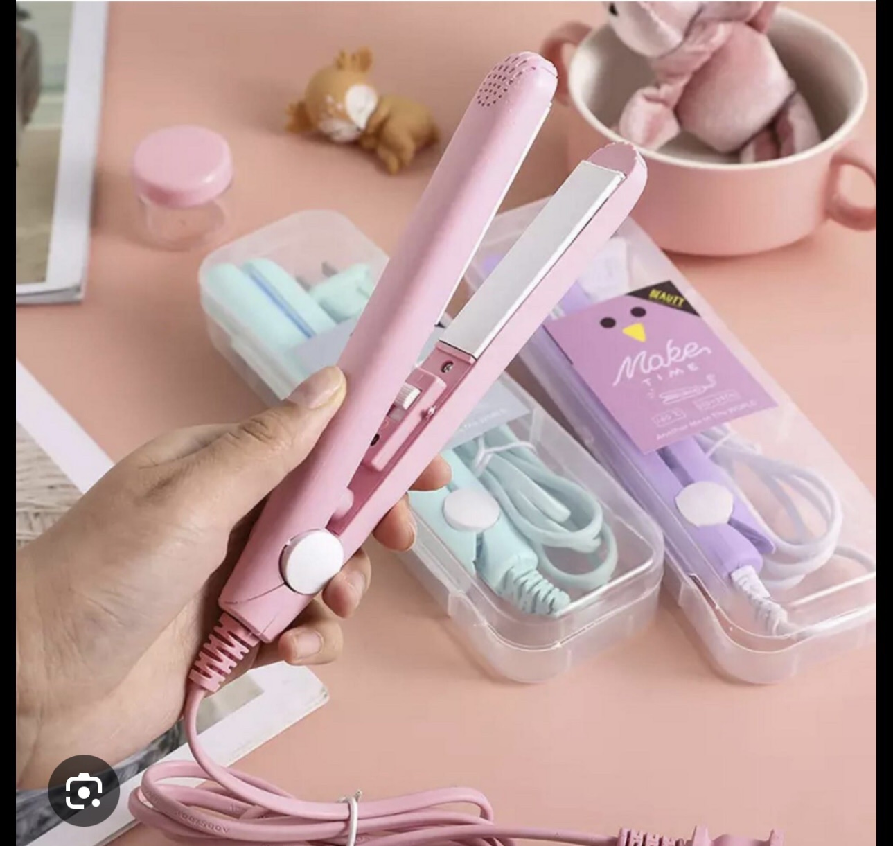Mini Hair Straightener: Crystal Flat Iron for Styling Bangs and Curls - Portable and Fashionable-km store