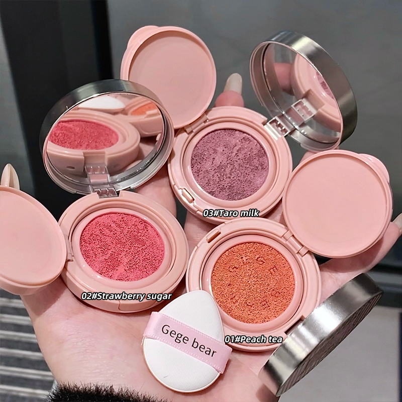 Gege Bear Sweet & Translucent Tender Air Cushion Blusher - Dewy Cushion Liquid Blush, Sheer Water Tint Formula for a Natural Glow, Affordable Cheap Blush for Cheeks, 3 Shades Available