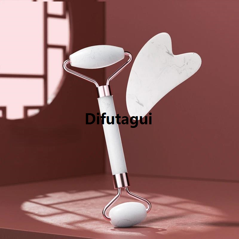 Difutagui New Resin double head roller massager heart-shaped face and eye massage scraping Combination set massage roller