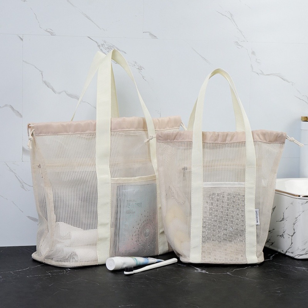 New Portable Handbag Mesh Large Capacity Bath Bag Lunch Bag Beach