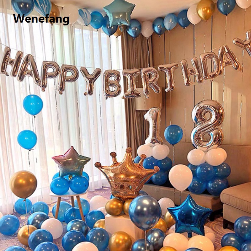 Wenefang New 32inch Gold Blue Red Number Foil Balloons 0 1 2 3 4 5 6 7 8 9 years Old Birthday Party Wedding Decoration Baby Shower Globos