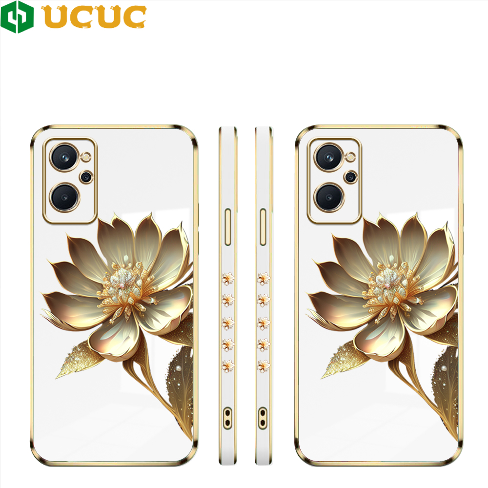 UCUC for Realme C15 Back Cover + kitty Mirror Holder Luxury 6D Plating Phone Case