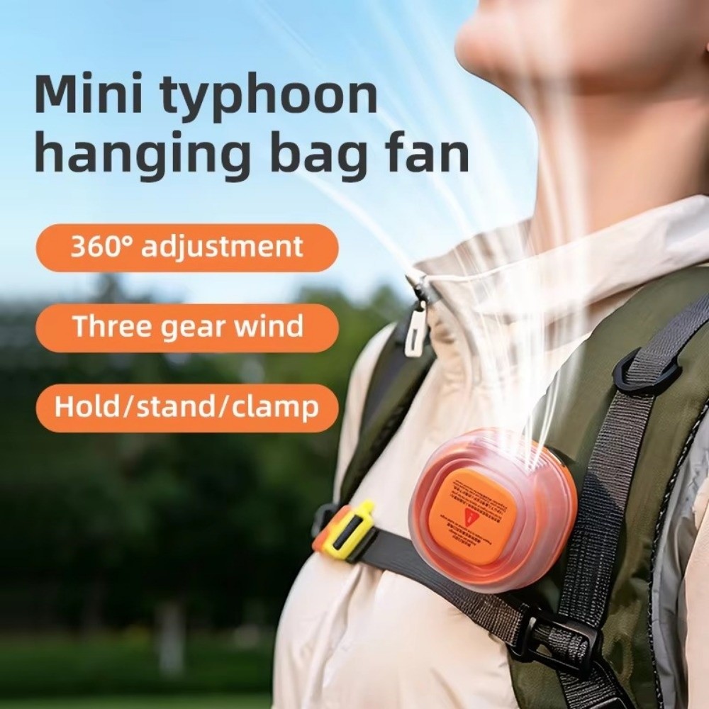 Portable 3 Speeds Clip-On Waist Fan Silent Operation Strong Wind Bladeless Neck Fan Lightweight 360° Rotatable Mini Electric Fan Home Use