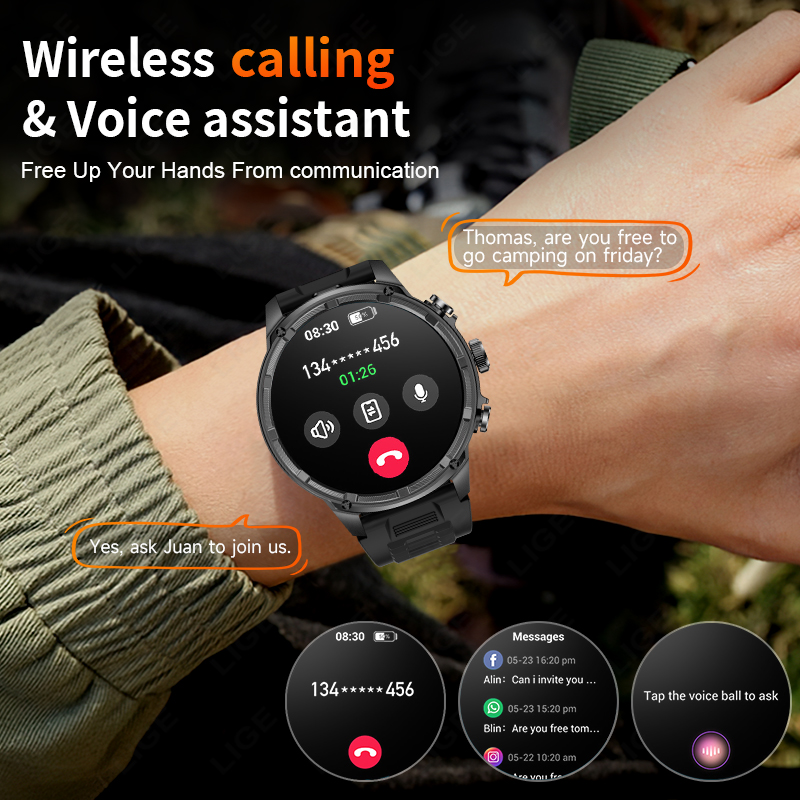 Linman LIGE Smart Watch Men 710mAh Battery Sports Fitness Man Watch BlBargain price uetooth Call Health Monitoring Men Smartwatch For HUAWEI Xiaomi