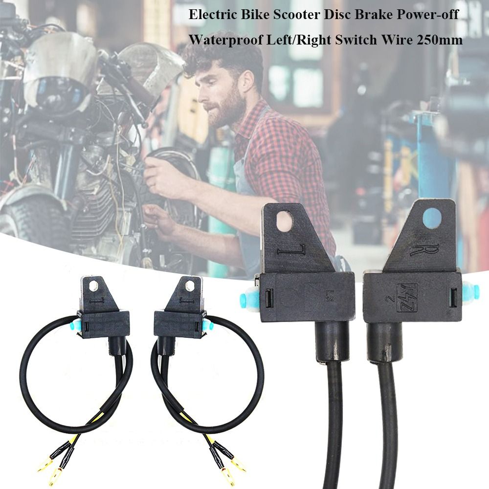 New Black Motorcycle Scooter Parts Waterproof Left/Right Disc Brake Power-off Rubber 250mm Switch Wire Electric Bike Accessories