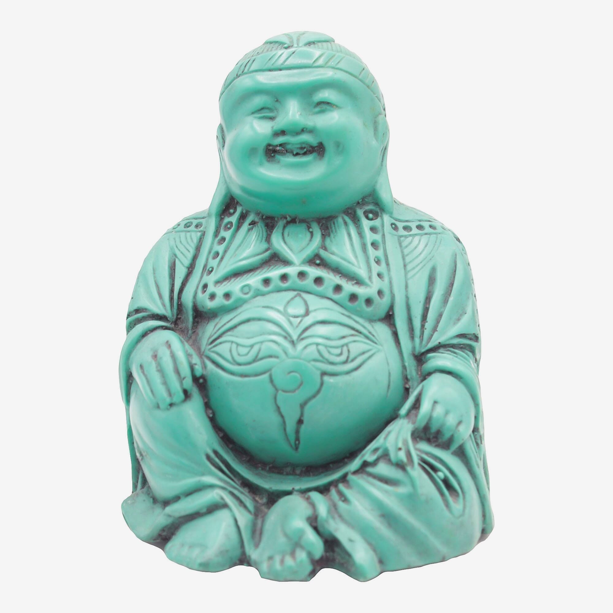 Green Handmade Laughing Buddha Statue