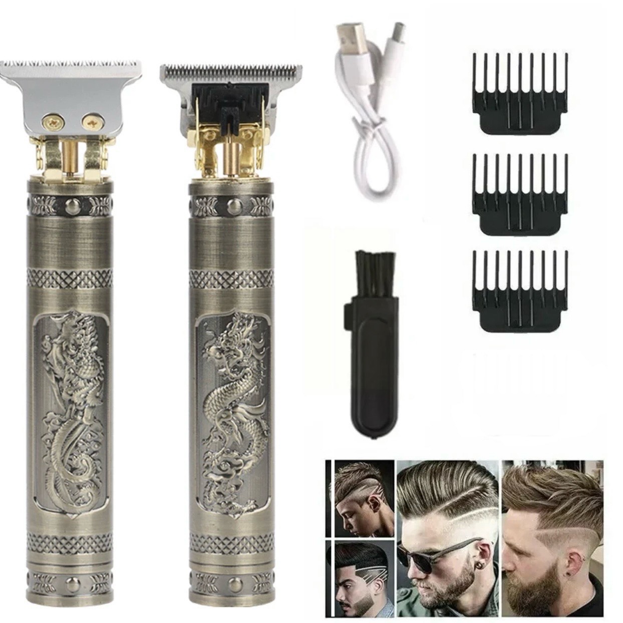 Cordless Rechargeable Professional Baldheaded USB Rechargeable Gold T Blade Vintage T9 Trimmer Hair Clipper for Man