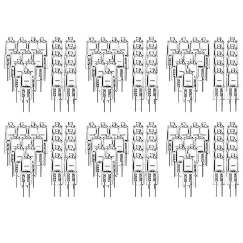 NCANRUI 120 Pcs G4 Halogen Bulbs,20W 12V Halogen Light Bulbs 2 Pin Clear Lamp Bulb,for Cooker Lighting,Signal Lights,Track