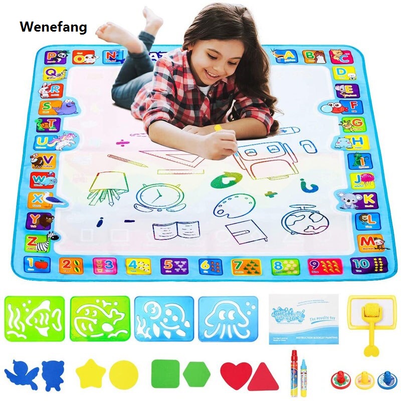Wenefang 1PCS Magic Water Drawing Book Montessori Coloring Book Doodle Magic Pen Painting Drawing Board For Kids Toys Birthday Gift