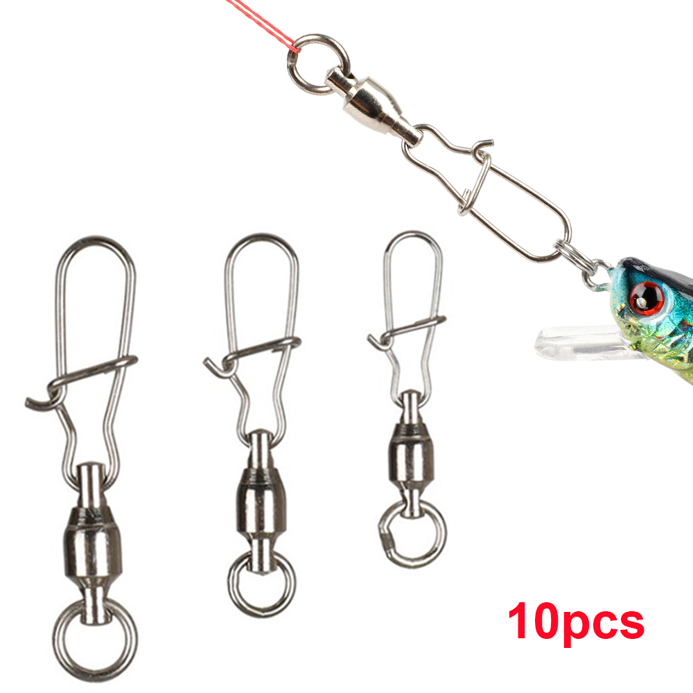 10pcs Durable Corrosion Resistant Fishing Accessories Lure Hook High Strength Connector Ball Bearing Interlock Snap Fishing Swivels