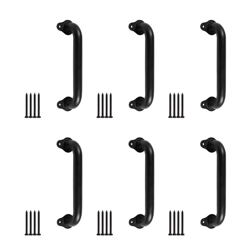 ZOROOM 6PCS 10 Inch Metal Industrial Pipe Wall Handrail - Pipe Barn Door Pull Handle, Staircase Steps Handrail