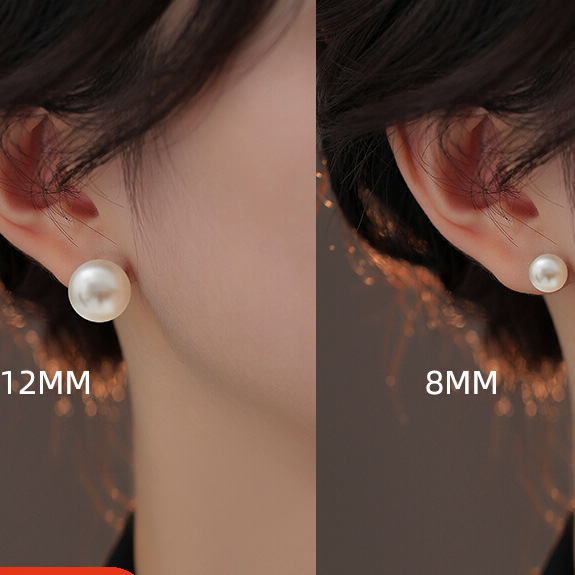 【Top Picks】999 Shi Jia big pearl earrings female temperament fashion high sense earrings 2024 new vintage
