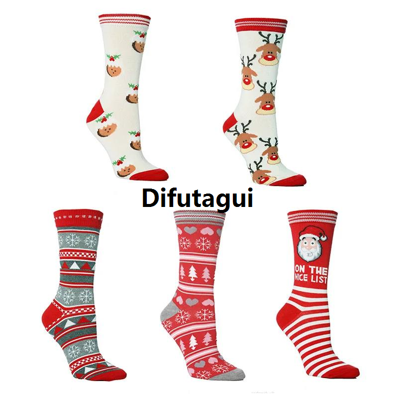 Difutagui New style Halloween Tube Socks New Christmas Europe Hot Socks Elk High Quality Men's and Women's Stockings Personality Cotton Socks Socks