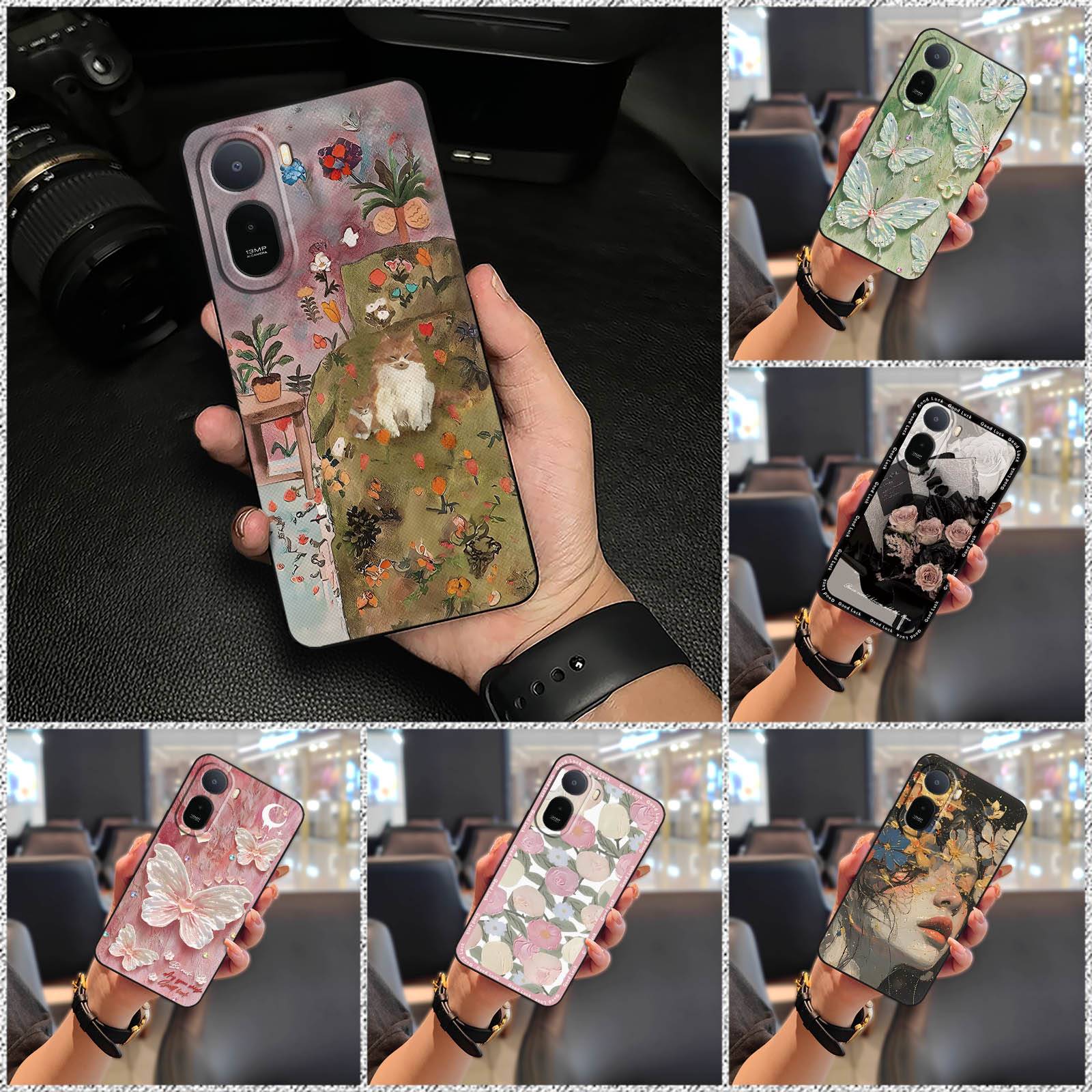 Durable Anti-dust Phone Case For Redmi A7 Pro Global/4G/5G/Poco C85X TPU Anti-knock Phone Pouch flower Graffiti Cartoon