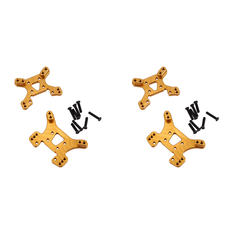 FORIDE 2X 144001 Part Front and Rear Shock Tower Board Set Replacement Accessories Parts for 144001 1/14 4WD RC Car,Yellow