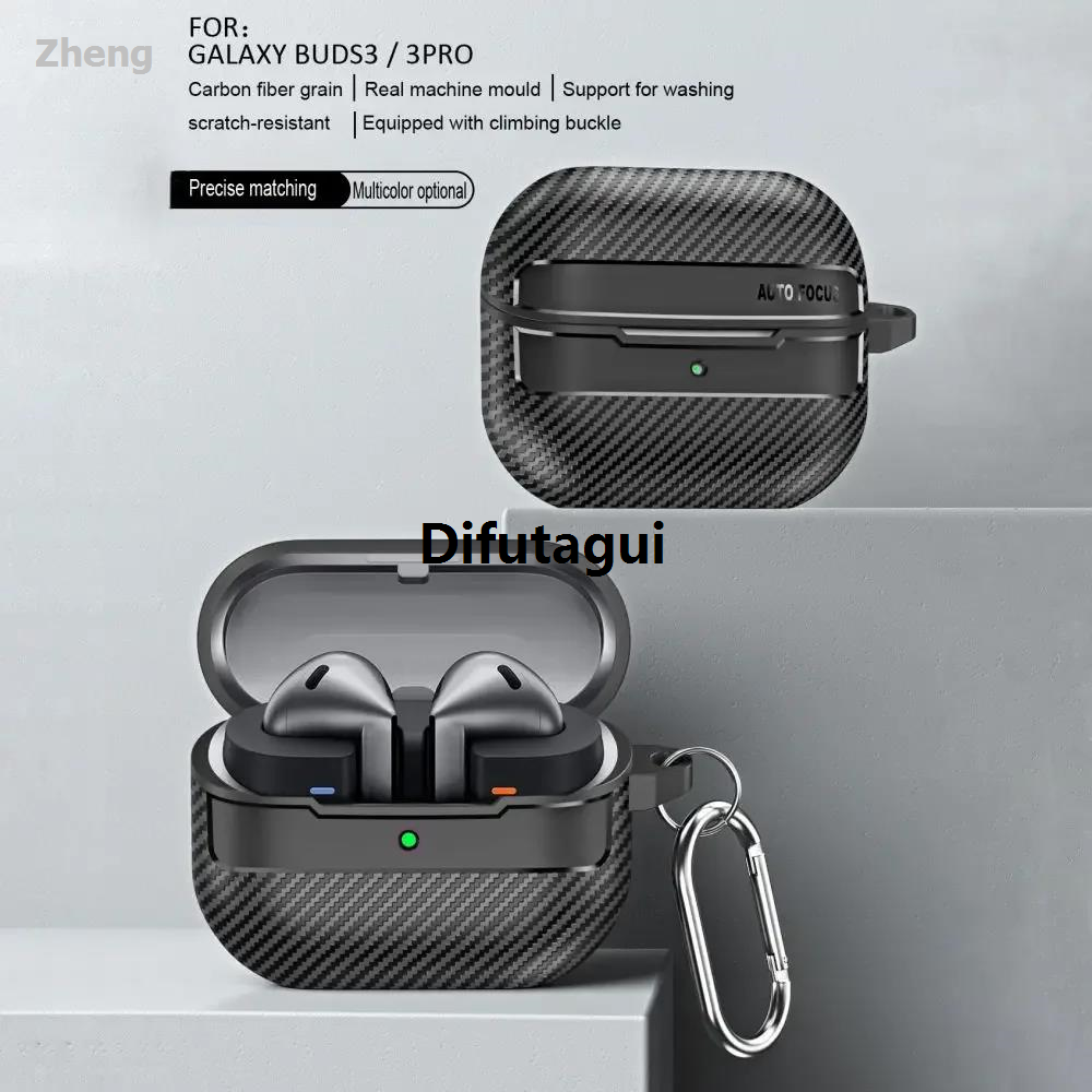 Difutagui Zheng Coques Case Soft Silicone Pouch 3 Pro 3 Buds Buds for Samsung Galaxy Affordable 【2025 Version】 shockproof earphone case with carbon fiber texture outside