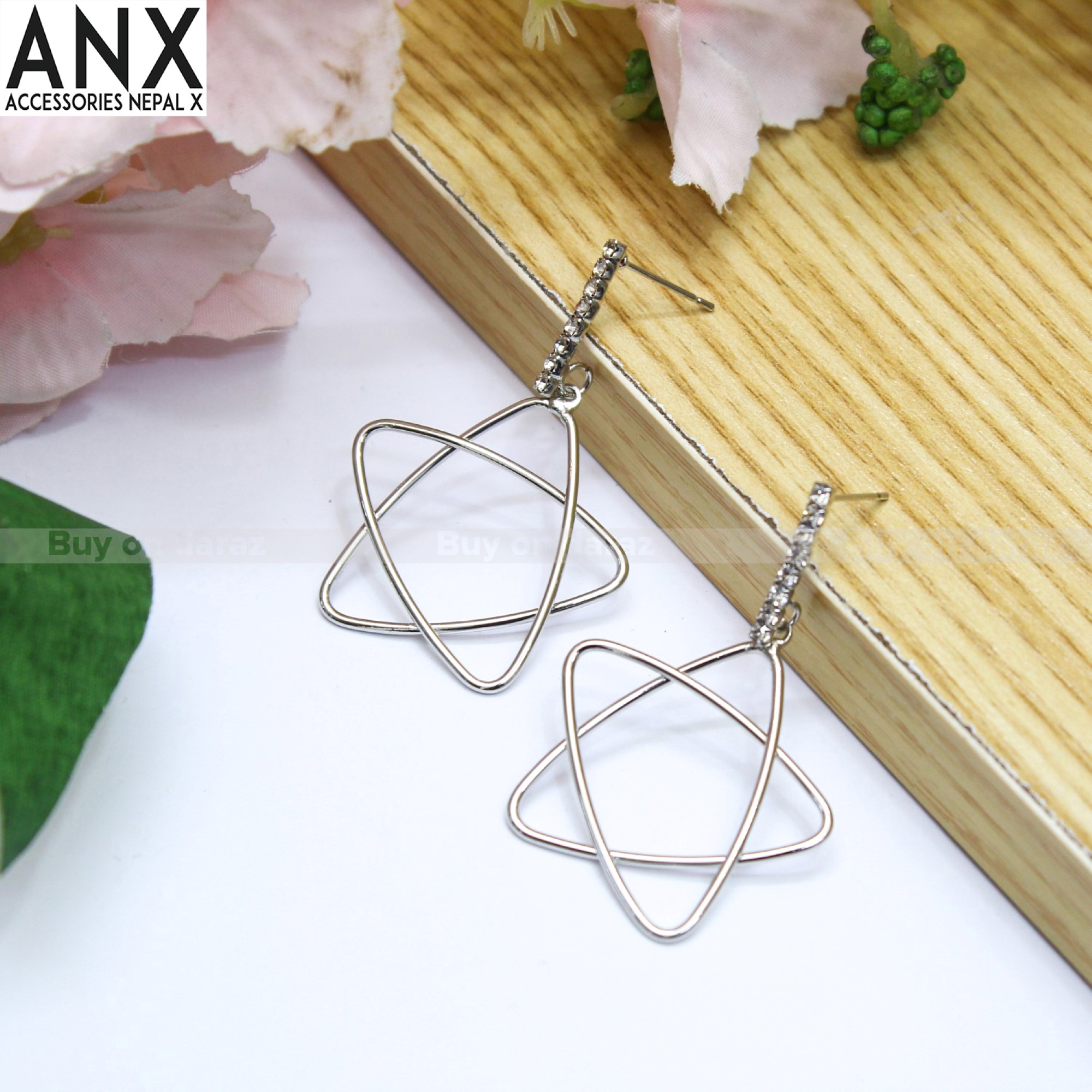 ANX Star Shaped Silver Casual Earring For Women
