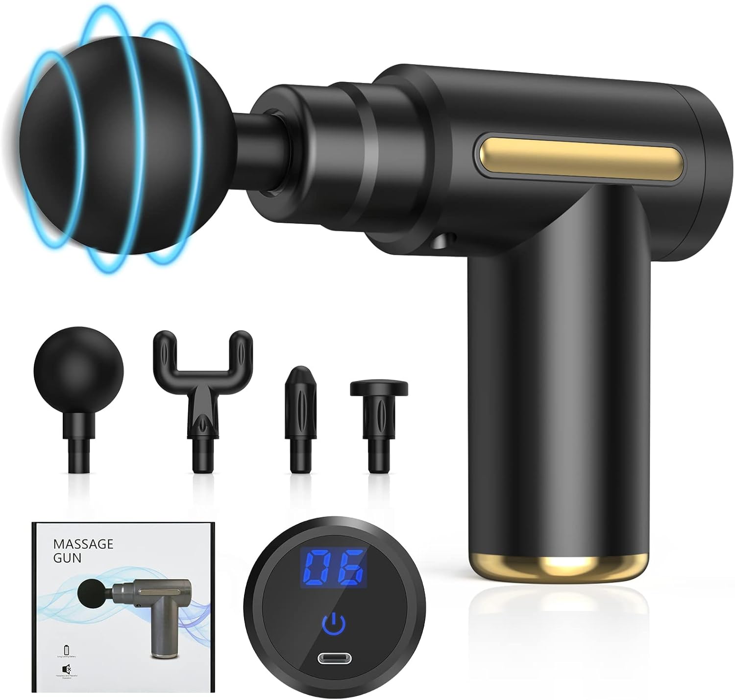 Muscle Massage Gun - Muscle Massage - Jolt Massage Gun - Deep Tissue Massage Gun - 4 Massage Heads - USB Rechargeable