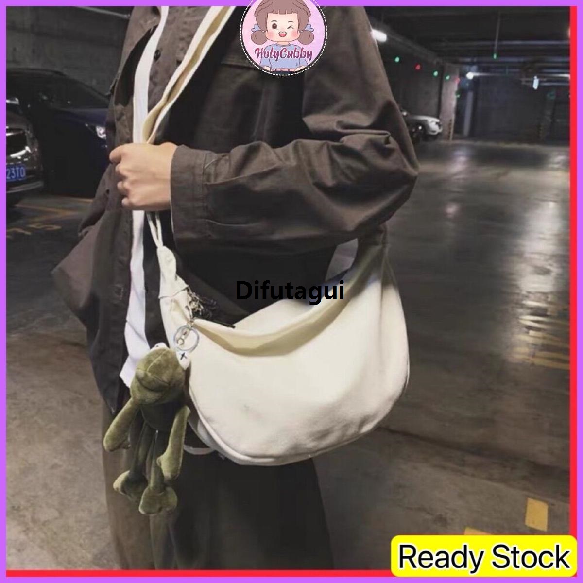 Difutagui Crossbody Canvas Tote Bags Eco Sling Bag Women Bag Student New style Shoulder Bags Casual Tote Beg College Wanita Bag Murah L14