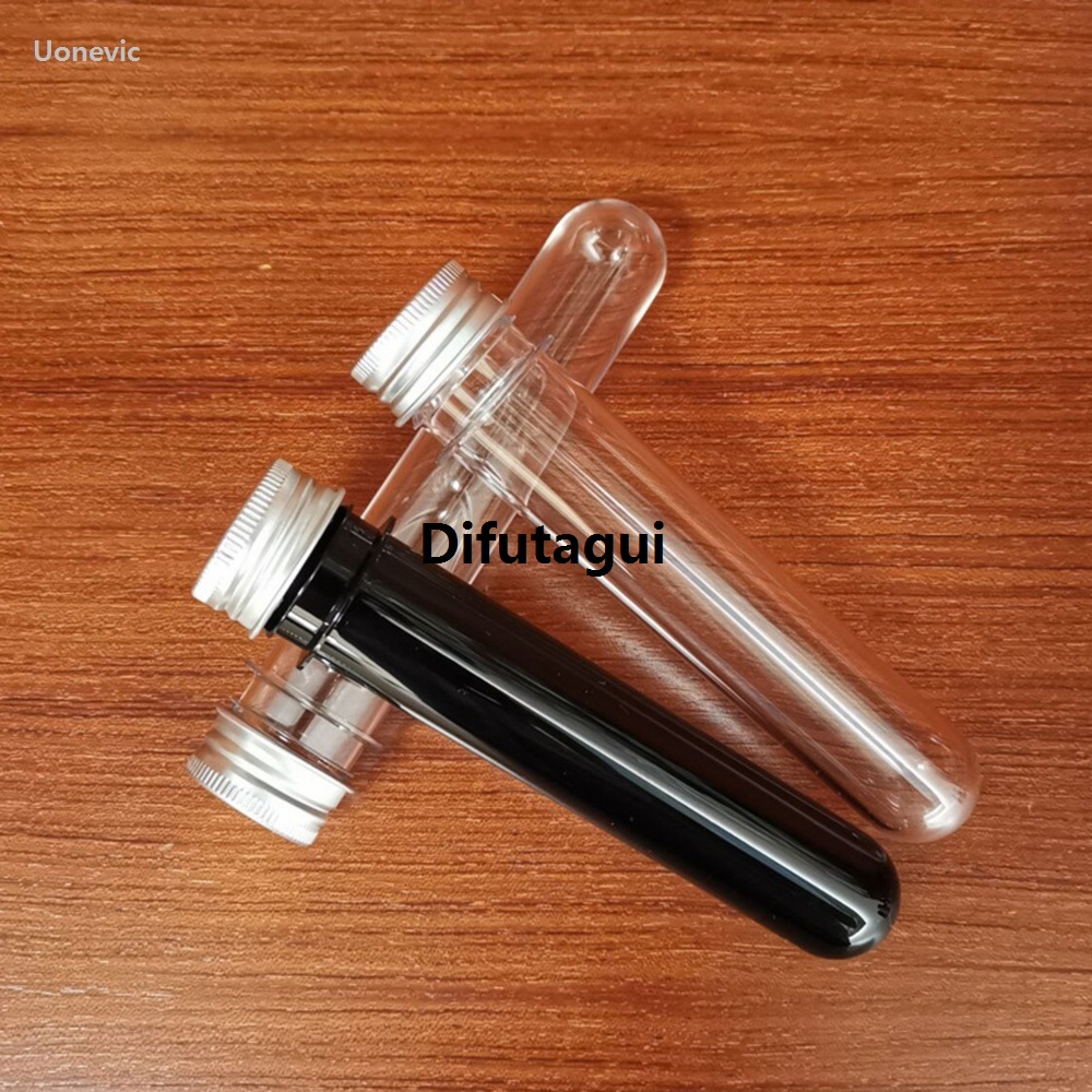 Difutagui Portable 40ml 114cm Plastic Test Tubes Empty Mini Jar Metal Screw Cap Small Bottles Luxury Spice Storage Jar Containers Vial Test Tube Shoelace Candy Sub-bottling