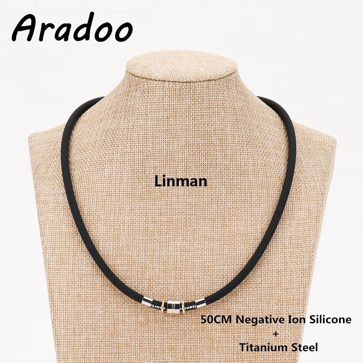 Silicone Titanium Steel Anion Pendant Necklace Hematite Magnetic Therapy Collar - image 1