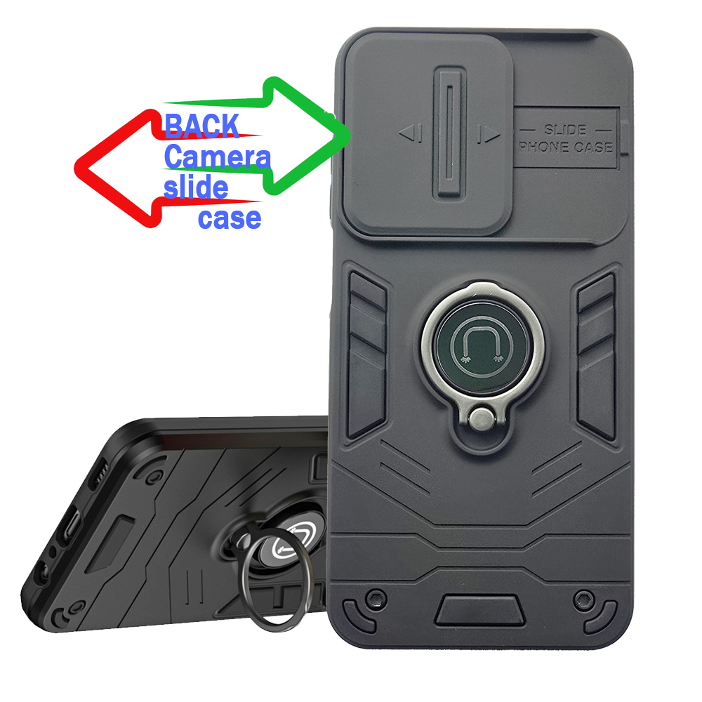 Case For Redmi 12 4G | Armor Shockproof Soft TPU Frame Hard PC Back Cover with 360° Metal Rotating Ring Holder