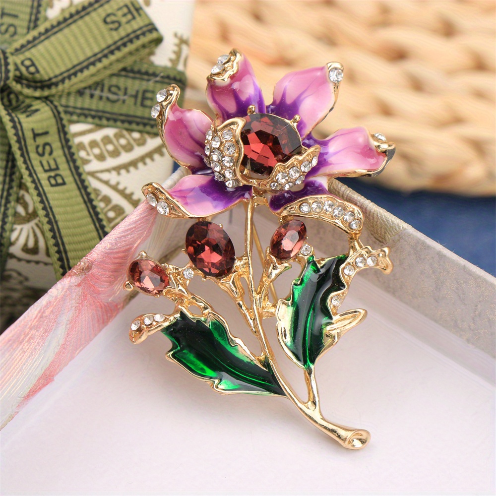 1 Piece Inlaid Rhinestone Flower Design Brooch, Novelty And Elegant Ah Beautiful Versatile Luxury, Can Enhance Personal Charm, Suitable For Decorating Clothes Bags Hats