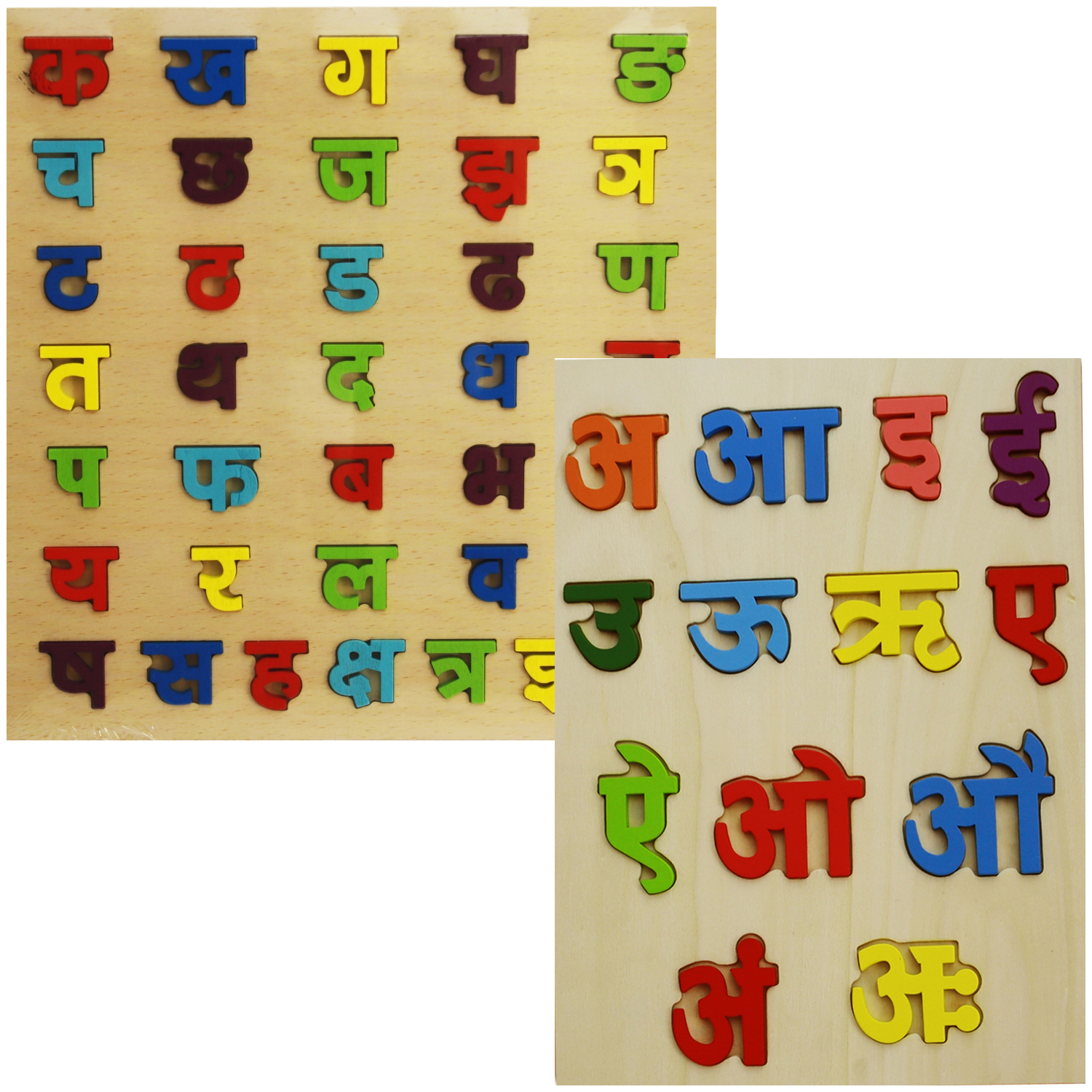 2-in-1 Nepali Alphabet Learning Board - Wooden Montessori Toy with Varnamala consonant (Ka Kha Ga) & Vowels (A Aa E Ie) Letters, Educational Puzzle for Preschool Kids