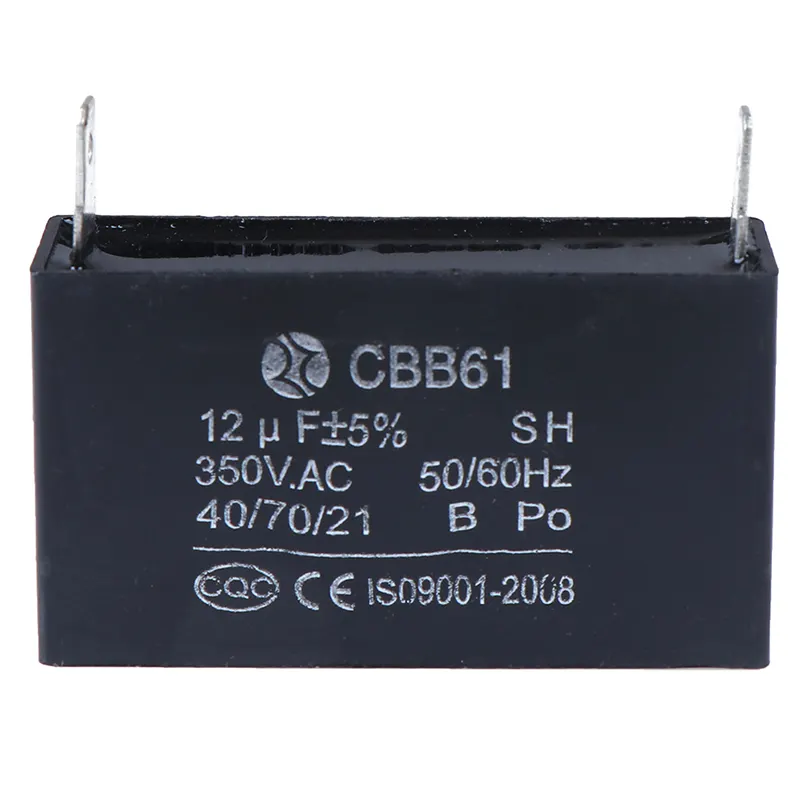 Clearance sale Black 12uF Generator Capacitor Generator CBB61 12uF 50/60Hz 350VAC Fan Motor@#A JUE