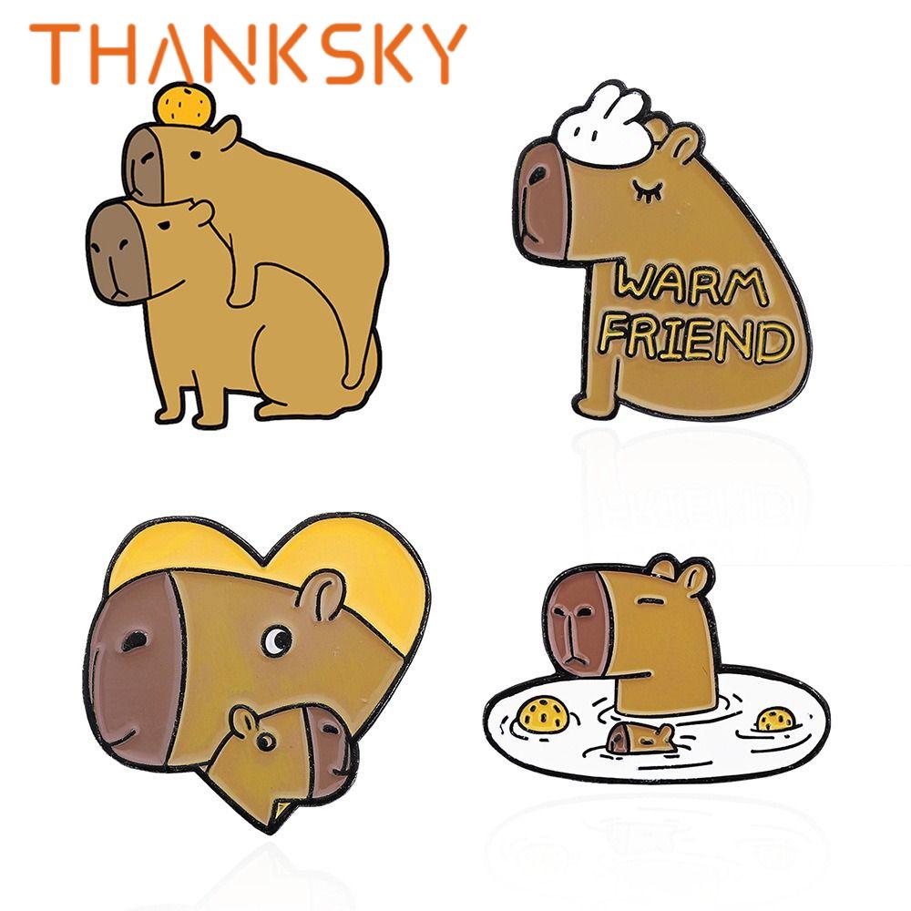 Alloy Cute Capybara Animal Badge Cartoon Creative Capybara Brooch Delicate Small White Rabbit Clothing Accessories Women