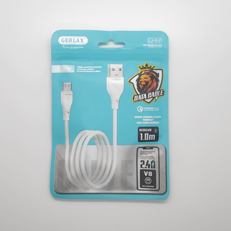 GERLAX D3V Charging Cable 2.4A, 1M Type A, USB-A To Micro USB Data Cable, 1 Meter, Data Sync USB Charging Cable Cord, Old Phone/Mobile Cable