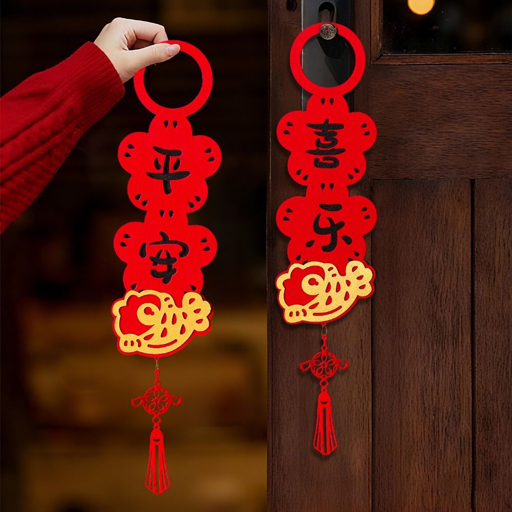 Good Ornament Flannel Horse Year Pendant Tassel Chinese Style Door Handle Decoration Handmade Blessing New Year Doorknob Pendant Home Living Room Decor