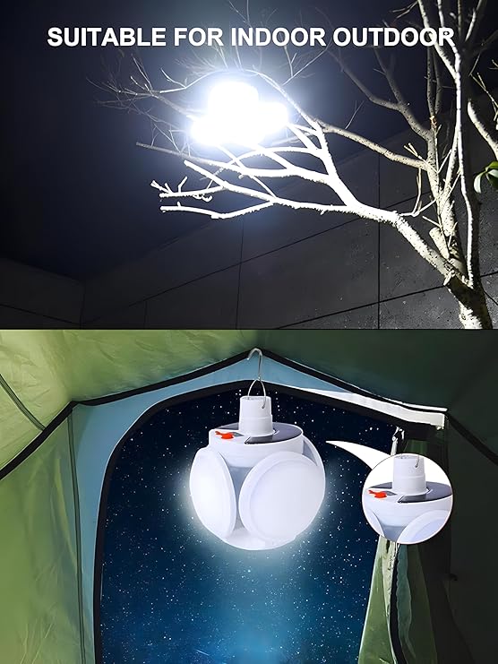 Bright Portable Solar Camping Light 5 Modes Waterproof Tent Lantern Rechargeable Emergency Survival Flashlight for Hiking Fishing Home Outdoor Use | Products Book