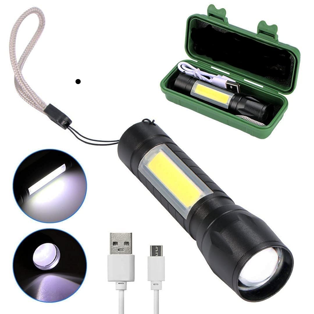 High Power USB Rechargeable Long Range Led Torch Light with 3 Adjustable Modes