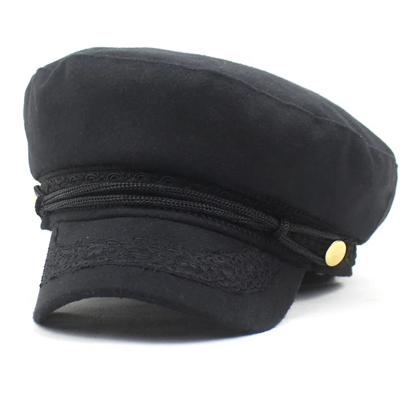 NEW 2021 Cotton Women Solid Color Lace Beret Octagonal Cap Autumn and Winter Painter Hat 56