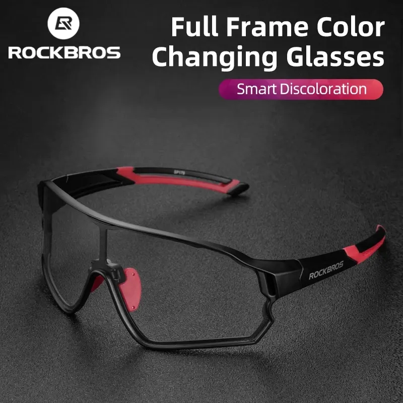 ROCKBROS Photochromic Bicycle Glasses Shades Goggle Large Frame Men Sports Bike Eyewear Sungless Adjustable Cycling Glasses - image 1