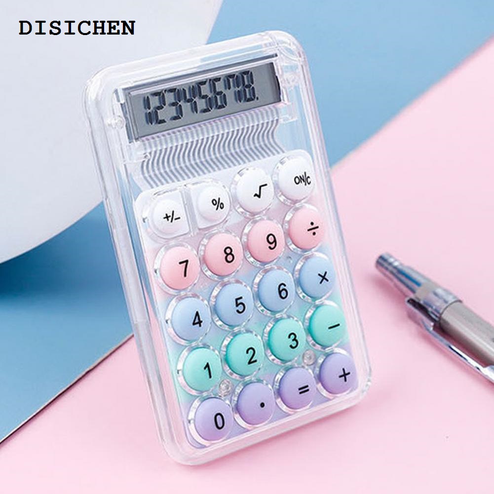 DISICHEN Luxury Portable Travel Calculator Colorful Handheld Calculator with Lcd Display Big Round Buttons for Students Exams Office Work Mini