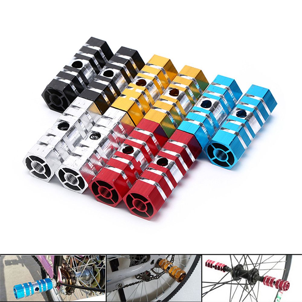 Outdoor Mountain Bike Road Bike Aluminum Alloy BMX Hexagonal Bicycle Front Rear Wheel Bike Axle Pedal Stunt Pegs