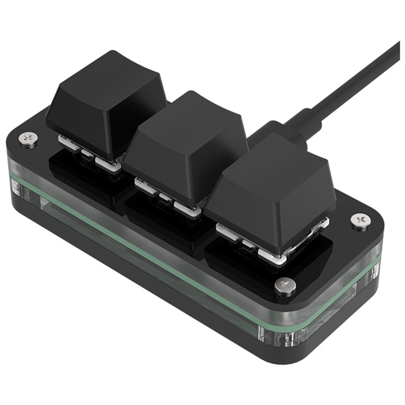 3 Keys Macro Programming Mini Keyboard for Photoshop Gaming Hotswap Programming Keypad Copy Paste Macropad Easy Install Black Type B