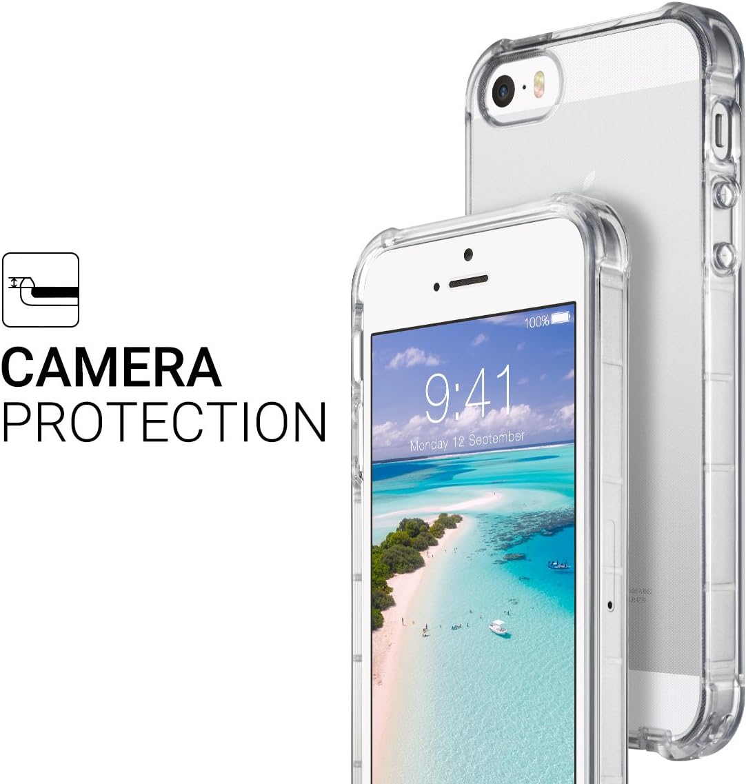 IPhone 5 5S & 5 SE 6 6s 6 Plus 7 Plus 8 Plus Clear Cover with Camera Protection Reinforced Corner Bumper Clear Transparent Shockproof Soft Cover Case