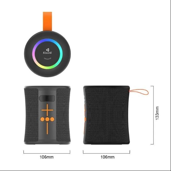 Kisonli Q36 Wireless RGB Bluetooth Speaker with TWS, FM Radio, USB/TF Card, 5W Bass Sound - Portable LED Music Speaker